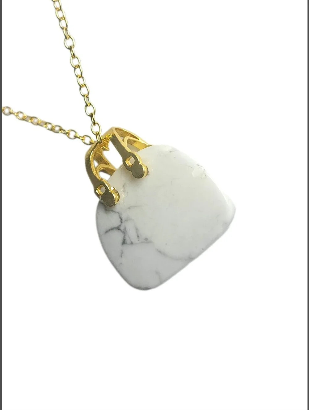 Genuine Natural Stone Mini Purse Necklace. NWOT